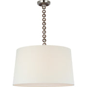 Evelyn 25" Hanging Shade Pendant in Polished Nickel and Natural Oak