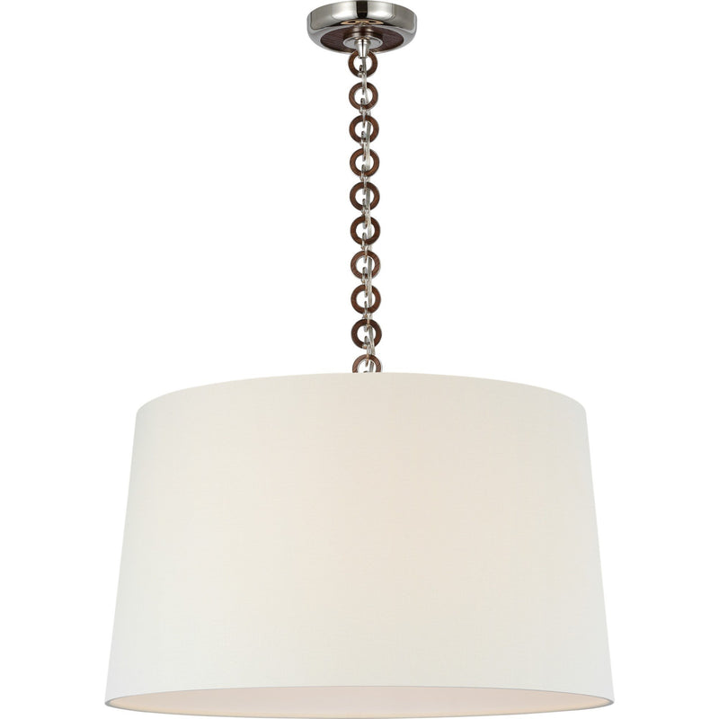 Evelyn 25" Hanging Shade Pendant in Polished Nickel and Natural Oak