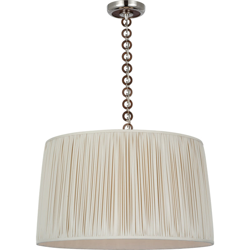Evelyn 25" Hanging Shade Pendant in Polished Nickel and Natural Oak