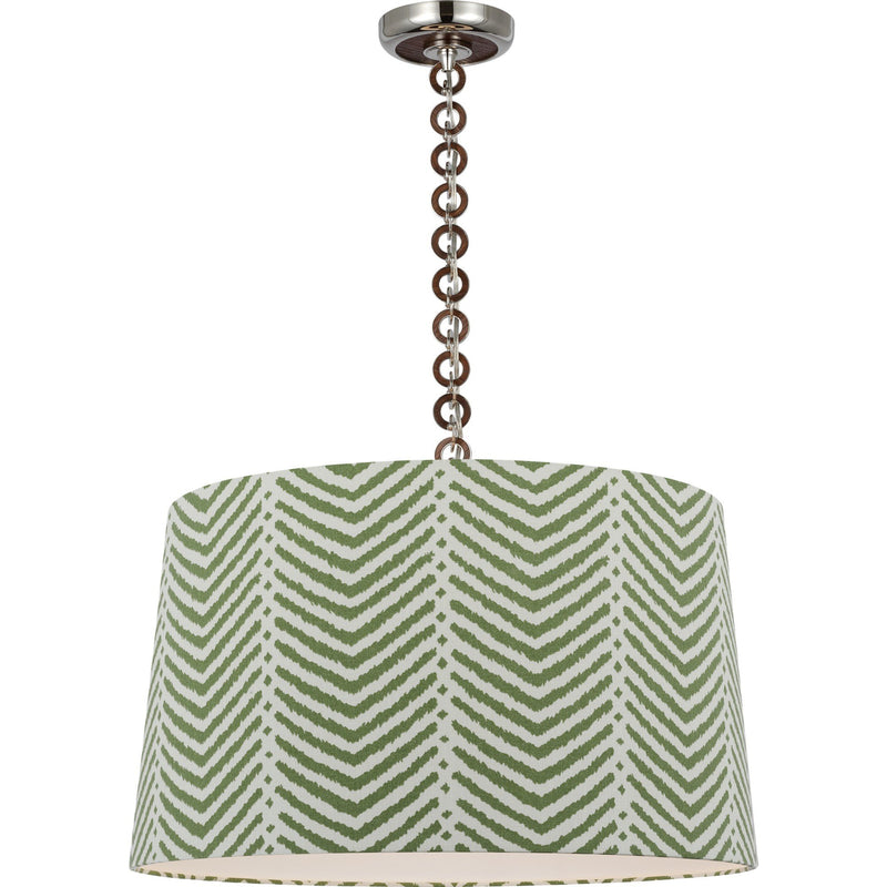 Evelyn 25" Hanging Shade Pendant in Polished Nickel and Natural Oak