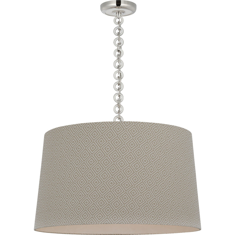 Evelyn 25" Hanging Shade Pendant in Polished Nickel and White Oak