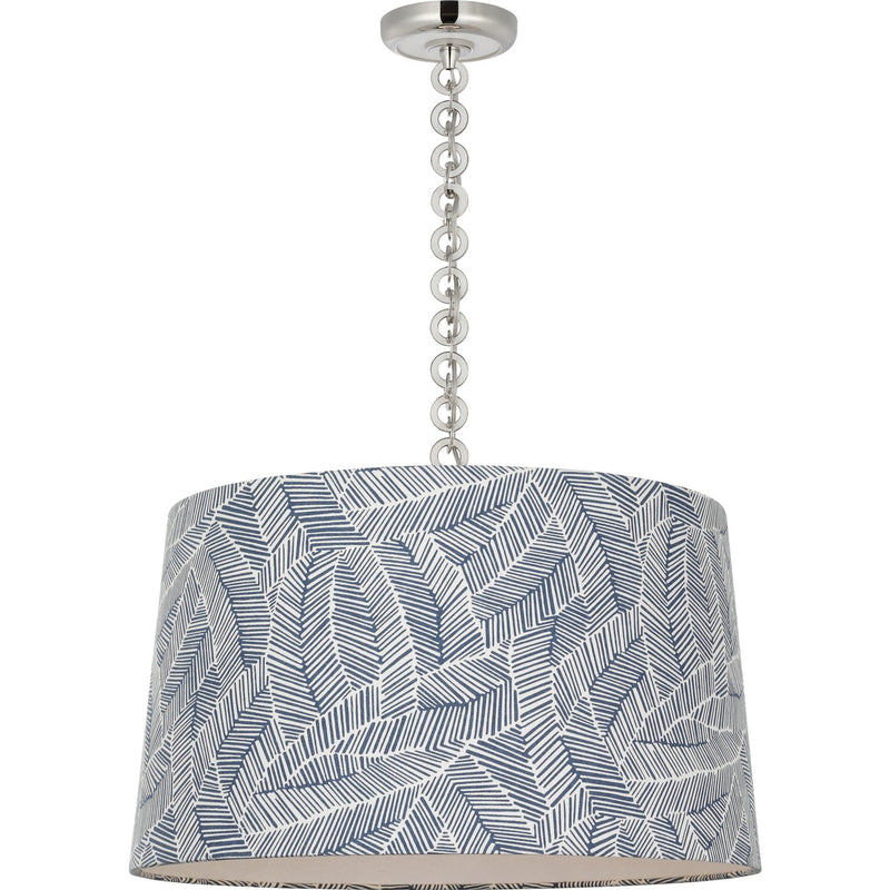Evelyn 25" Hanging Shade Pendant in Polished Nickel and White Oak