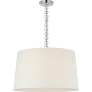 Evelyn 25" Hanging Shade Pendant in Polished Nickel and White Oak