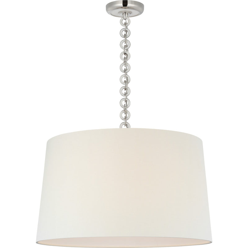 Evelyn 25" Hanging Shade Pendant in Polished Nickel and White Oak