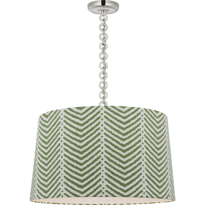 Evelyn 25" Hanging Shade Pendant in Polished Nickel and White Oak