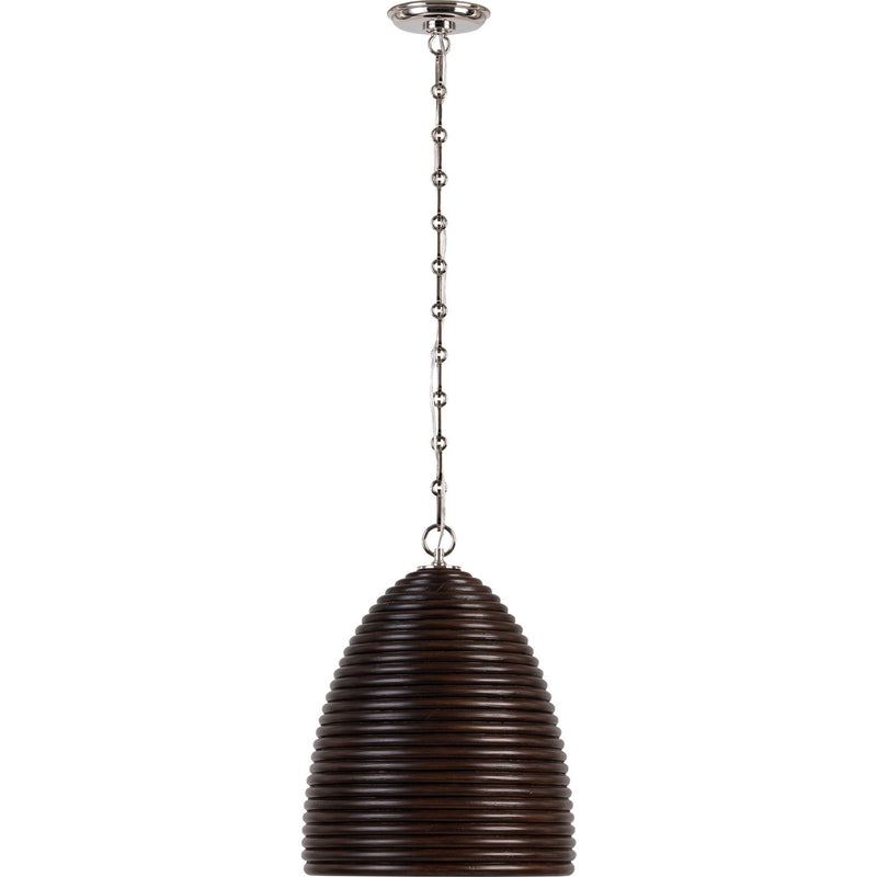 Emerson 14" Rattan Pendant in Polished Nickel