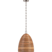 Emerson 14" Rattan Pendant in Polished Nickel