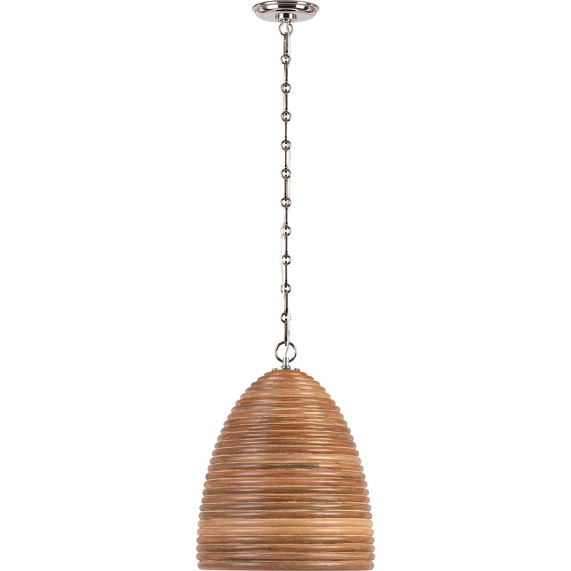 Emerson 14" Rattan Pendant in Polished Nickel