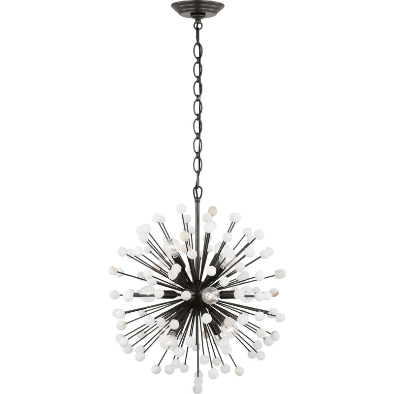 Lys 21" 12-Light Chandelier in Bronze and Alabaster