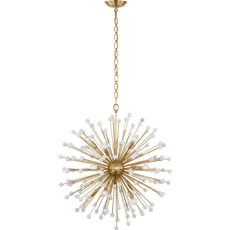 Lys 31" 15-Light Chandelier in Hand-Rubbed Antique Brass and Alabaster