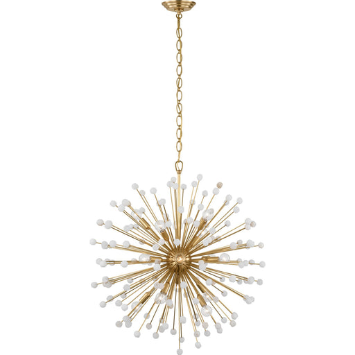 Lys 31" 15-Light Chandelier in Hand-Rubbed Antique Brass and Alabaster