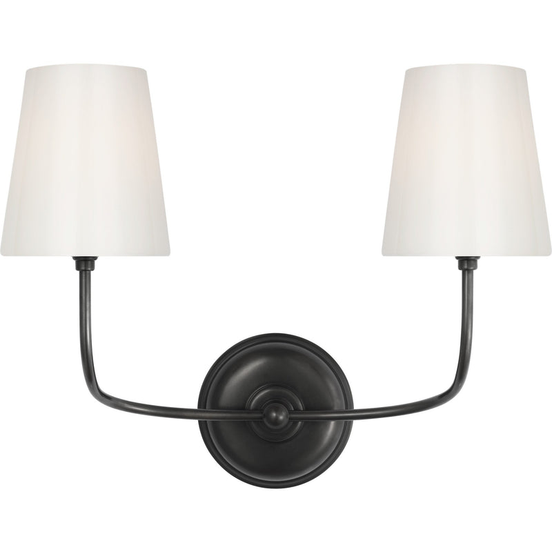 Vendome 2-Light Wall Sconce with White Glass in Bronze