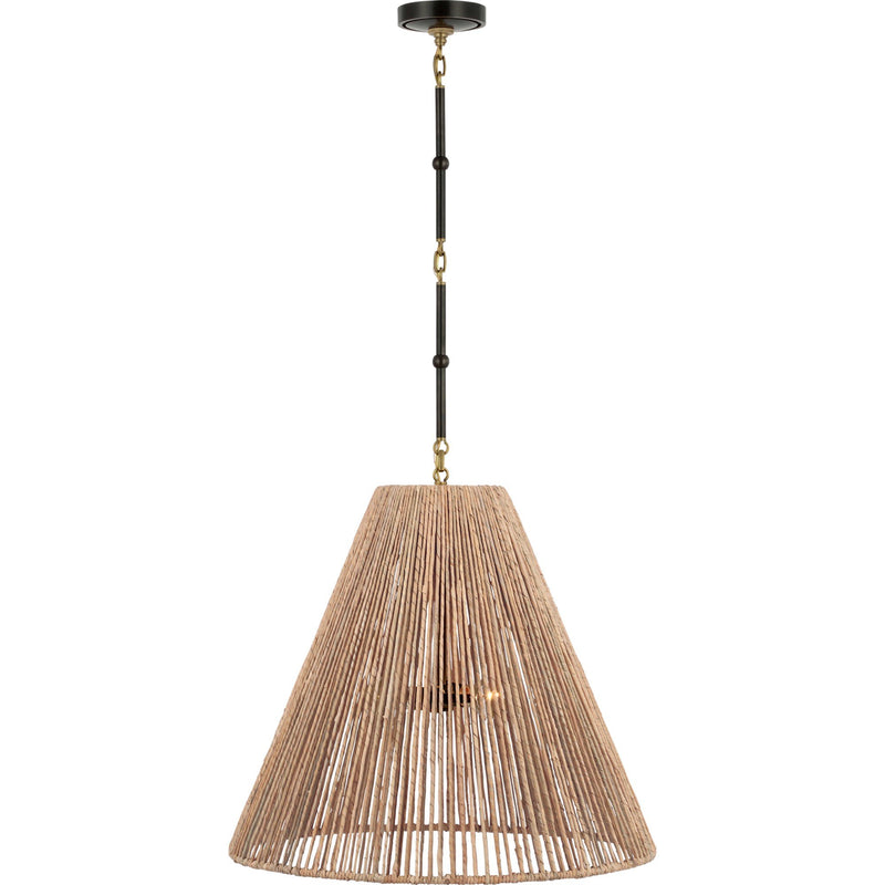 Goodman Large 2-Light Pendant in Bronze and Hand-Rubbed Antique Brass