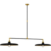 Piatto 63" 2-Light Linear Pendant in Hand-Rubbed Antique Brass and Aged Iron