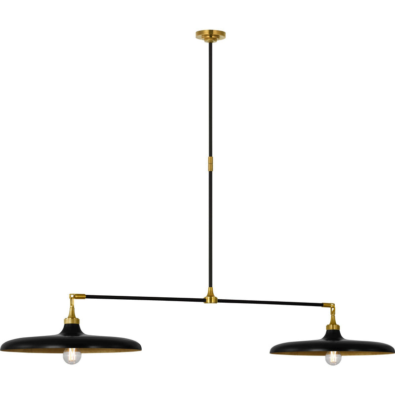 Piatto 63" 2-Light Linear Pendant in Hand-Rubbed Antique Brass and Aged Iron