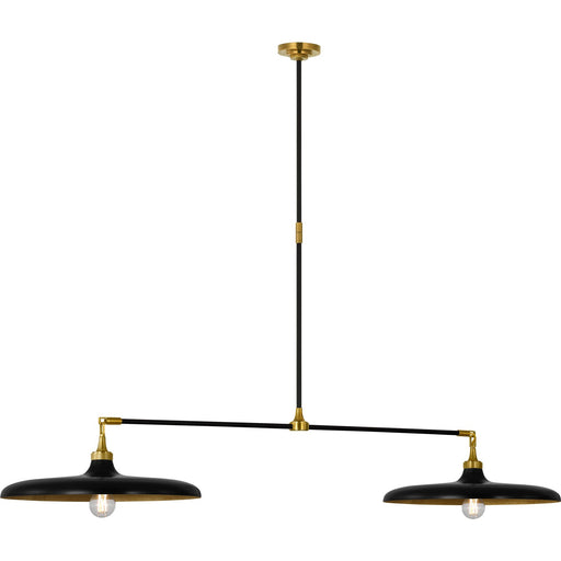 Piatto 63" 2-Light Linear Pendant in Hand-Rubbed Antique Brass and Aged Iron