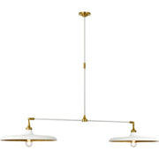 Piatto 63" 2-Light Linear Pendant in Hand-Rubbed Antique Brass and Plaster White