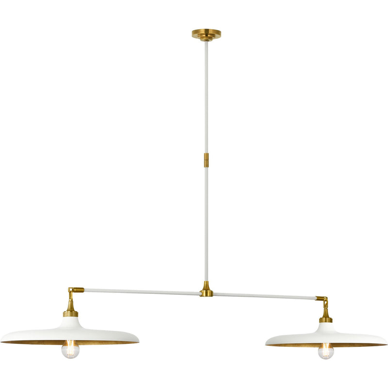 Piatto 63" 2-Light Linear Pendant in Hand-Rubbed Antique Brass and Plaster White