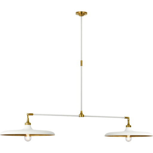 Piatto 63" 2-Light Linear Pendant in Hand-Rubbed Antique Brass and Plaster White