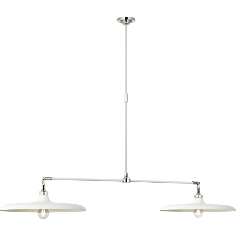 Piatto 63" 2-Light Linear Pendant in Polished Nickel and Plaster White