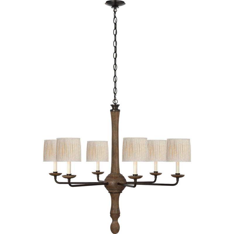 Suzanna 38" 6-Light Chandelier in Vintage Oak and Aged Iron