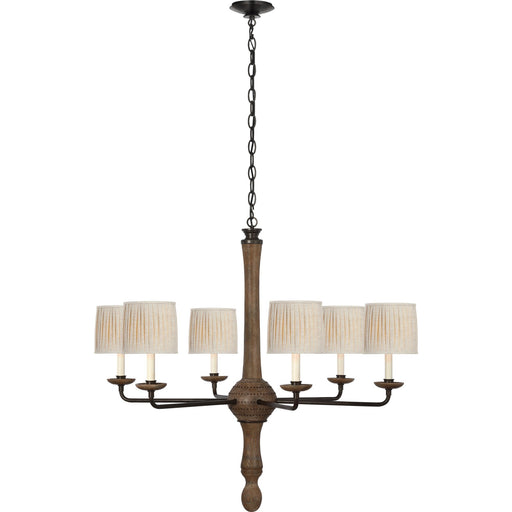 Suzanna 38" 6-Light Chandelier in Vintage Oak and Aged Iron
