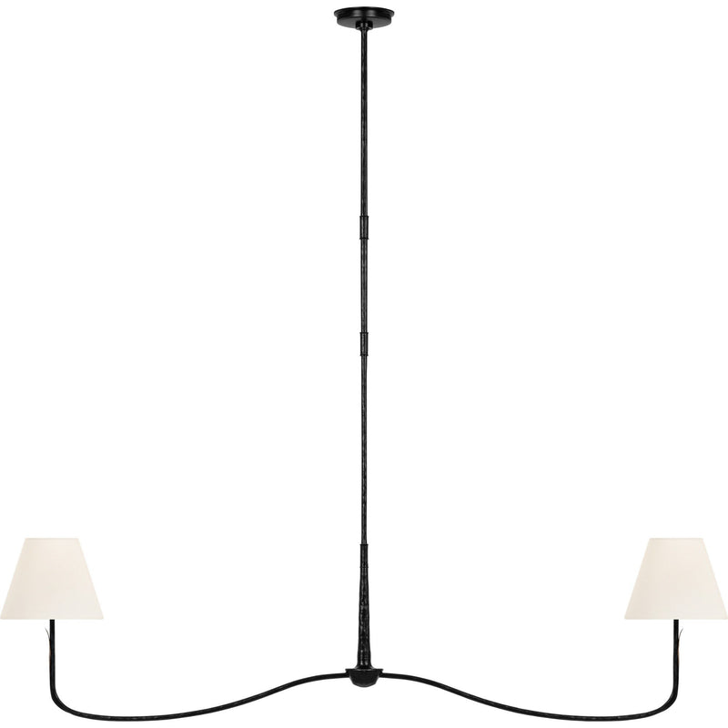 Kairos 62" Linear Chandelier in Aged Iron and Roman Bronze