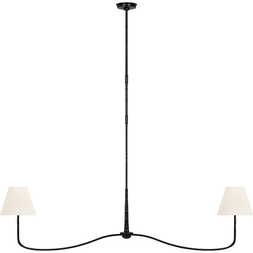 Kairos 62" Linear Chandelier in Aged Iron and Roman Bronze