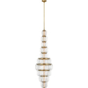 Killarney 19" Layered Crystal Entry Pendant in Natural Brass