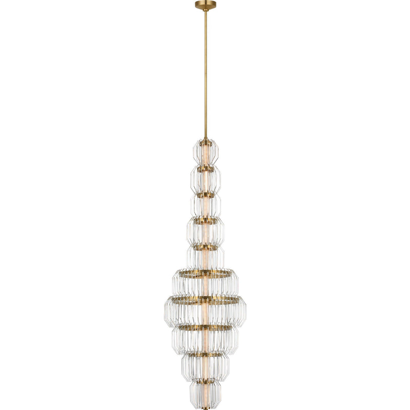 Killarney 19" Layered Crystal Entry Pendant in Natural Brass