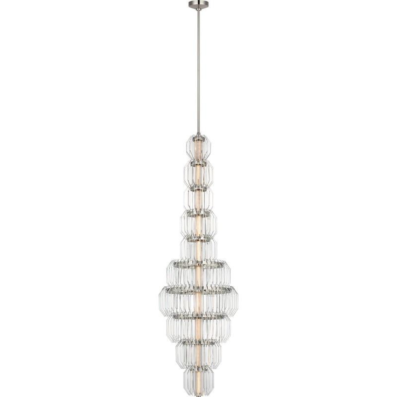 Killarney 19" Layered Crystal Entry Pendant in Polished Nickel