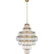 Killarney 32" Layered Crystal Pendant in Natural Brass
