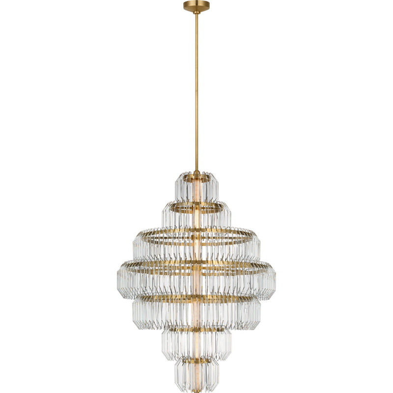 Killarney 32" Layered Crystal Pendant in Natural Brass