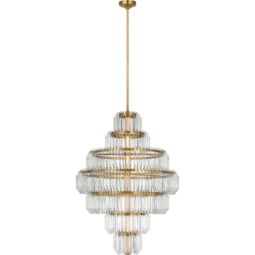 Killarney 32" Layered Crystal Pendant in Natural Brass