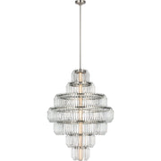 Killarney 32" Layered Crystal Pendant in Polished Nickel