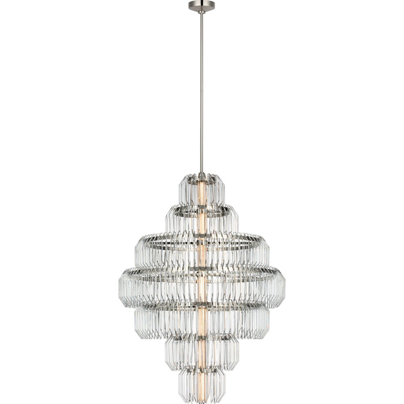 Killarney 32" Layered Crystal Pendant in Polished Nickel