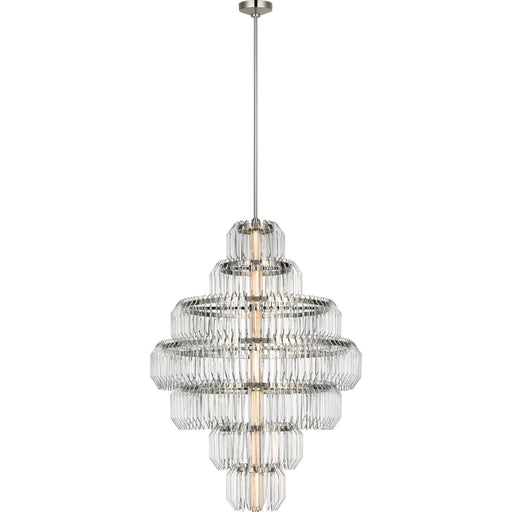 Killarney 32" Layered Crystal Pendant in Polished Nickel