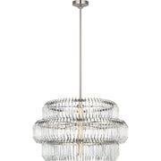 Killarney 32" Layered Crystal Drum Pendant in Polished Nickel