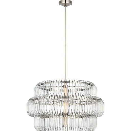 Killarney 32" Layered Crystal Drum Pendant in Polished Nickel