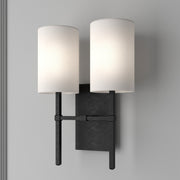 Veronica 2 Light 11" Sconce in Black Forged in a room setting