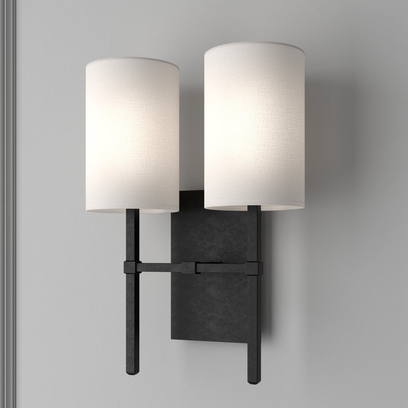 Veronica 2 Light 11" Sconce in Black Forged in a room setting