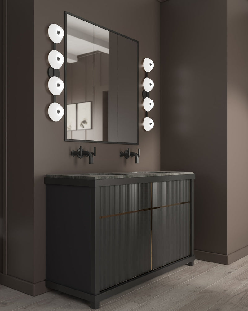 Holt 30" Vanity Light in Brushed Gold/Glossy Opal Glass