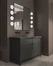 Holt 30" Vanity Light in Black/Glossy Opal Glass