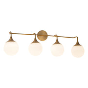 Nouveau 35" 4-Light Vanity Light in Aged Gold/Opal Matte Glass