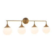 Nouveau 35" 4-Light Vanity Light in Aged Gold/Opal Matte Glass