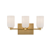 Nola 18" 3-Light Vanity Light in Brushed Gold/Glossy Opal Glass