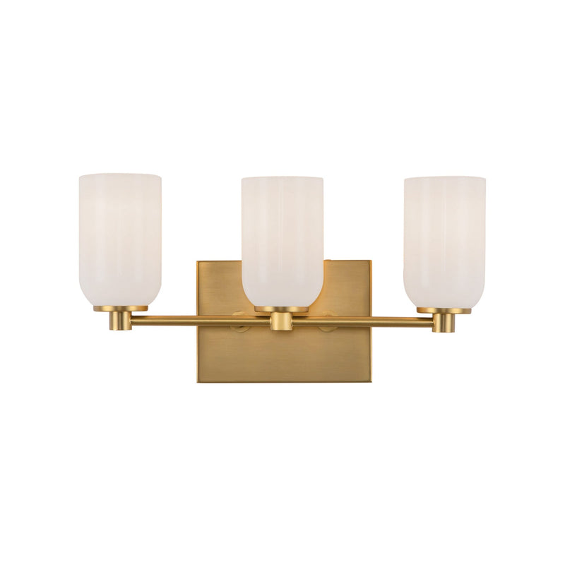 Nola 18" 3-Light Vanity Light in Brushed Gold/Glossy Opal Glass
