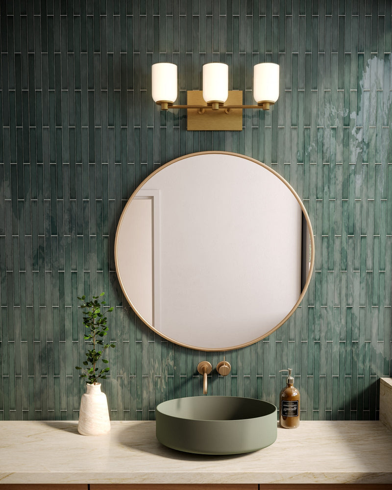 Nola 18" 3-Light Vanity Light in Brushed Gold/Glossy Opal Glass