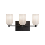 Nola 18" 3-Light Vanity Light in Black/Glossy Opal Glass