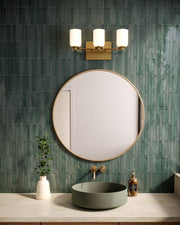 Nola 18" 3-Light Vanity Light in Black/Glossy Opal Glass